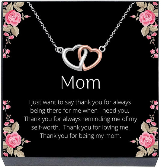 Mothers Day Necklace Jewelry Gifts for Mom- Heart Pendant Necklace on Quote Card Best Mom Ever Gifts from Son or Daughter